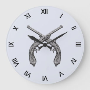 Grande Horloge Ronde Antique Pistols with Black Numerals