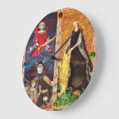 GRANDE HORLOGE RONDE ANTIQUE RENAISSANCE CIBLE LE DIABLE ET LA FORTITUD (Angle)