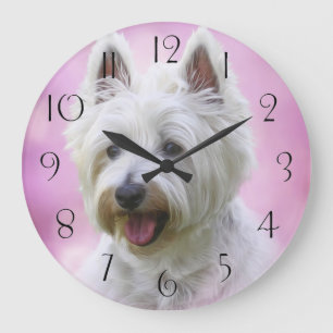 Grande Horloge Ronde Aorable terrier blanc des hautes terres de l'ouest