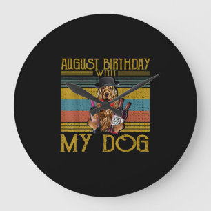 Grande Horloge Ronde Août Anniversaire Avec Mon Irlandais Setter Dog 20