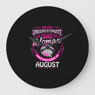 Grande Horloge Ronde Août Anniversaire Cadeau Femme Leo Zodiac Astrolog