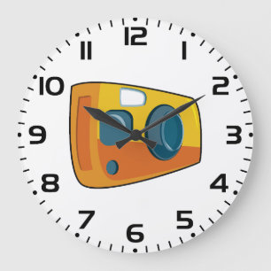Grande Horloge Ronde Appareil photo rétro jaune à mise au point et décl