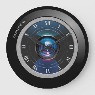 Grande Horloge Ronde Appareil photo Zoom Lens avec chiffres romains