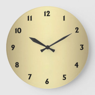 Grande Horloge Ronde Apparence métal or avec chiffres noirs