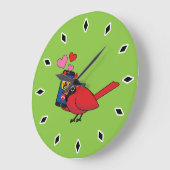 Grande Horloge Ronde Appels d'accouplement Cardinal Bird Love (Angle)