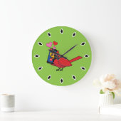 Grande Horloge Ronde Appels d'accouplement Cardinal Bird Love (Maison)