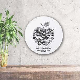 Grande Horloge Ronde Appréciation de l'enseignant noir Typographie Appl