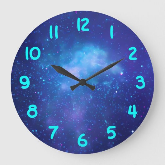 Grande Horloge Ronde Aqua Numbers Blue Galactic Center Celestial (Recto)