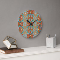 Aqua Turquoise Blue Orange Brown Motif tribal