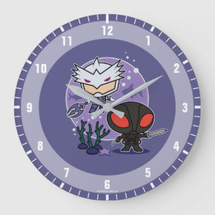 Grande Horloge Ronde Aquaman   Chibi Orm et graphique sous-marin de