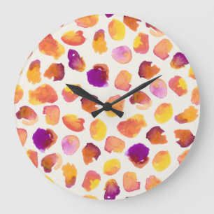 Grande Horloge Ronde Aquarelle Abstraite Vintage en continu