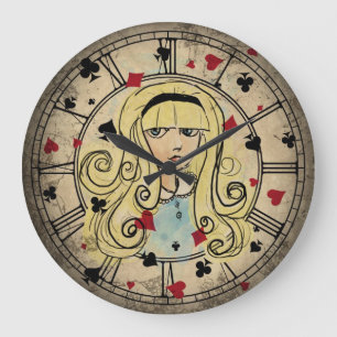 Grande Horloge Ronde Aquarelle Alice de style vintage