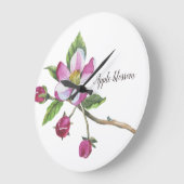 Grande Horloge Ronde Aquarelle Apple Blossom (Angle)