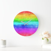 Grande Horloge Ronde Aquarelle arc-en-ciel (Maison)
