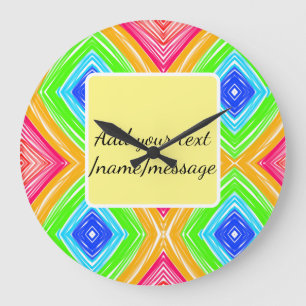 Grande Horloge Ronde Aquarelle arc-en-ciel ajoutez nom texte message pe
