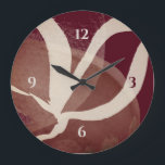 Grande Horloge Ronde Aquarelle artistique | Châtaignes et crème de vin<br><div class="desc">L'horloge artistique moderne présente un design artistique unique dans une palette de couleurs de vin bordeaux avec des accents marron châtaignier, beige rose et ivoire crémeux. Inspirée par la nature, cette composition abstraite est construite sur des combinaisons de formes abstraites répétées et d'éléments de conception qui se chevauchent sur un...</div>