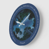Grande Horloge Ronde Aquarelle bleu moderne Texte Devis tendance (Angle)