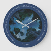 Grande Horloge Ronde Aquarelle bleu moderne Texte Devis tendance (Recto)