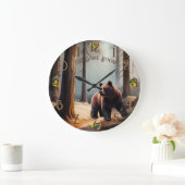 Grande Horloge Ronde Aquarelle Brown rustique Big Bear (Maison)