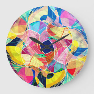 Grande Horloge Ronde Aquarelle colorée Abstraite, arrière - plan fantas