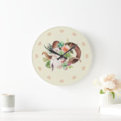 Grande Horloge Ronde Aquarelle Crâne et succulents (Maison)