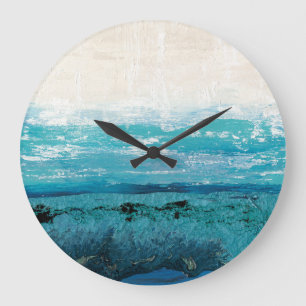 Grande Horloge Ronde Aquarelle de bleu de saphir