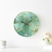 Grande Horloge Ronde Aquarelle d'encre d'alcool vert chic (Maison)