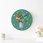 Grande Horloge Ronde Aquarelle des fleurs australiennes (Maison)