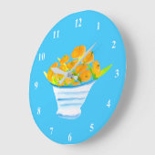 Grande Horloge Ronde Aquarelle d'orange (Angle)