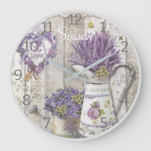 Grande Horloge Ronde Aquarelle élégante rétro fleurs vintages personali