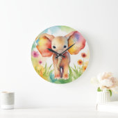 Grande Horloge Ronde Aquarelle Eléphant Serène Coloré (Maison)