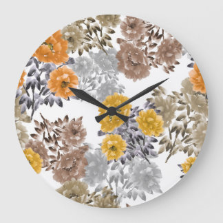 Grande Horloge Ronde Aquarelle florale de pivoine Arrière - plan blanc