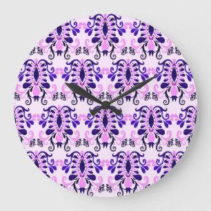 Grande Horloge Ronde Aquarelle Ikat : Tribal Ethnic Seamless