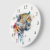 Grande Horloge Ronde Aquarelle Jaguar (Angle)