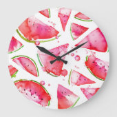 Grande Horloge Ronde Aquarelle pastèque 1 (Recto)