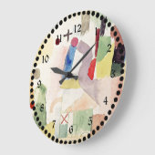 Grande Horloge Ronde Aquarelle pathétique rouge, œuvre d'art abstraite (Angle)