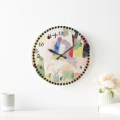 Grande Horloge Ronde Aquarelle pathétique rouge, œuvre d'art abstraite (Maison)