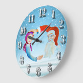 Grande Horloge Ronde Aquarelle peinte à la main (Angle)