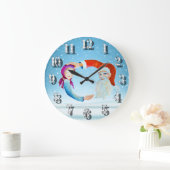 Grande Horloge Ronde Aquarelle peinte à la main (Maison)