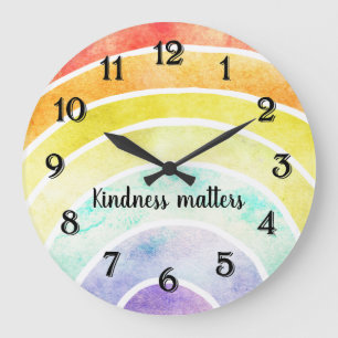 Grande Horloge Ronde Aquarelle Rainbow