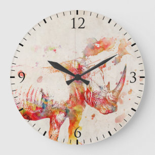 Grande Horloge Ronde Aquarelle Rhino peinture numérique