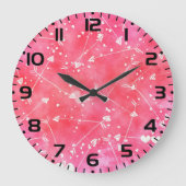 Grande Horloge Ronde Aquarelle romantique Coeurs et flèches roses Motif (Recto)