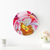 Grande Horloge Ronde Aquarelle rose Peony (Maison)