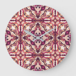 Grande Horloge Ronde Aquarelle Rouge Azulejo Carrelage espagnol
