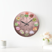 Grande Horloge Ronde Aquarelle rustique Succulents (Maison)