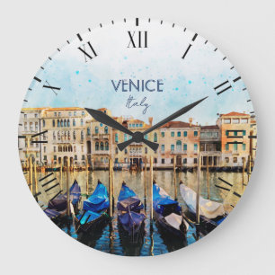 Grande Horloge Ronde Aquarelle VENEZIA VENICE - Italie souvenir de voya