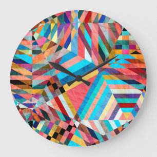 Grande Horloge Ronde Aquarelle vive : Arrière - plan Imaginaire Abstrai