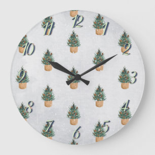 Grande Horloge Ronde Arbre à feuilles persistantes,Cônes de pin, Vacanc