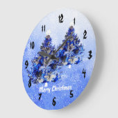 Grande Horloge Ronde Arbre de Noël bleu décoré sur mesure (Angle)