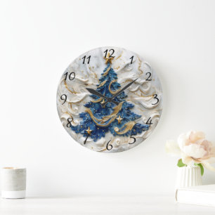 Grande Horloge Ronde Arbre de Noël intemporel